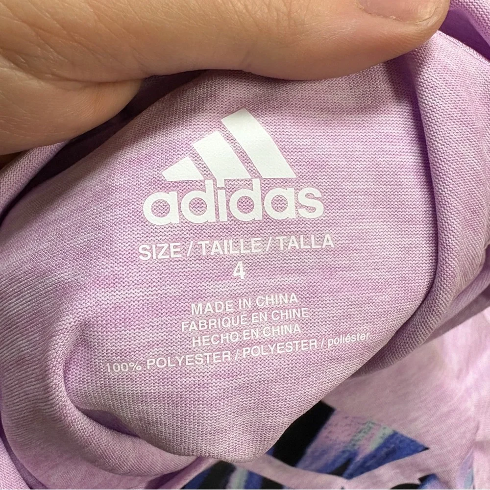 NWT Adidas Pink/Purple & Black 2-Piece Melange Hooded Top & Leggings Size 4